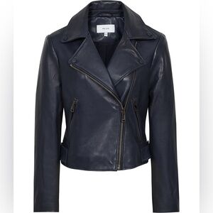 Reiss Dark Blue Leather Jacket